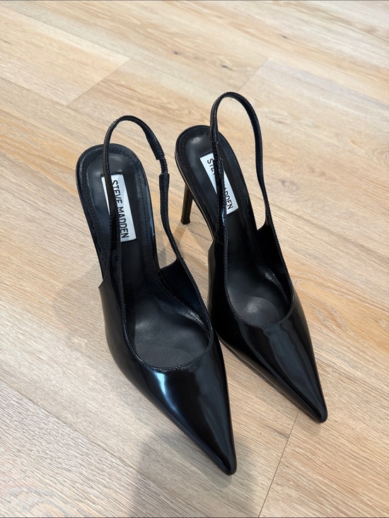 Steve Madden Shoes - Steve Madden REYES Black Patent Pointed Slingback Heels 8